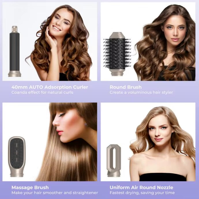 6 in 1 Professional 1000W Hair Styling Blow Tools Hair Dryer Brush Straightener Hot Comb Heatless Hair Curler for Home Salon